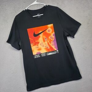 Nike Tee Men L Black DriFit Heat in the Street Heat Map Basketball Graphic Shirt